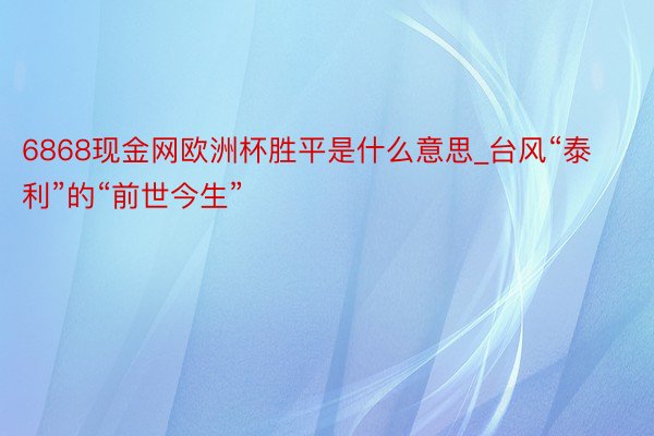 6868现金网欧洲杯胜平是什么意思_台风“泰利”的“前世今生”