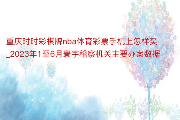 重庆时时彩棋牌nba体育彩票手机上怎样买_2023年1至6月寰宇稽察机关主要办案数据