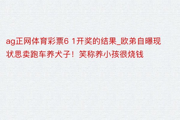 ag正网体育彩票6 1开奖的结果_欧弟自曝现状思卖跑车养犬子！笑称养小孩很烧钱